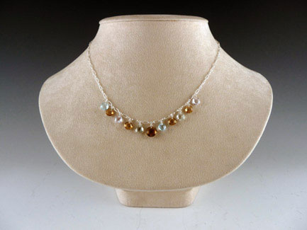 Sterling Silver, Whisky Blue Topaz & Amethyst Necklace